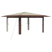 vidaXL Gazebo senza pareti laterali, 4 x 4 metri, color crema e marrone