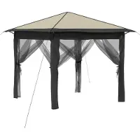 Syfax Gazebo con 4 pareti laterali, dimensioni 2,6 x 2,6 metri, colore crema e antracite