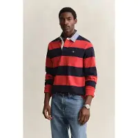 Gant per uomo. 2004083 Polo Heavy a righe con colletto in chambray rosso (L), Casual, Cotone, Manica lunga