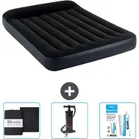 Intex Airbed - Letto matrimoniale - 137 x 191 x 25 cm - Blu scuro - Include lenzuola - Pompa e kit di riparazione