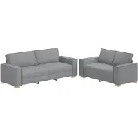 vidaXL Set divano 2 pezzi con cuscini in tessuto grigio chiaro