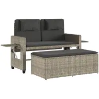 vidaXL Panca da giardino regolabile con cuscino Poli rattan grigio chiaro