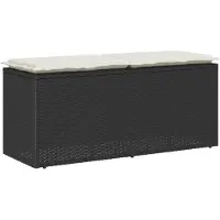 vidaXL Panchina da giardino con cuscini Nero 110x40x44 cm Poly Rattan