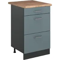 Vicco Mobiletto base per cucina R-Line Grigio-blu/Antracite 50 cm piano di lavoro Rovere dorato, Model 69868