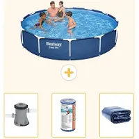 Bestway Steel Pro, piscina in acciaio, forma rotonda - 366x76 cm - composta da 4 parti, modello S22309