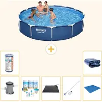 Bestway Piscina gonfiabile Steel Pro, rotonda, dimensioni 366x76 cm, composta da 8 elementi, modello S21600