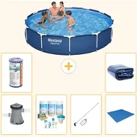 Bestway Steel Pro, piscina in acciaio, forma rotonda - 366x76 cm - composta da 7 elementi, modello S21603