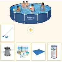 Bestway Piscina gonfiabile Steel Pro, rotonda, dimensioni 396x84 cm, composta da 6 parti, modello S22113