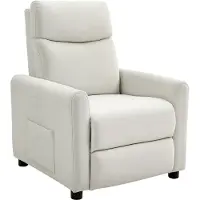 HOMCOM Poltrona Reclinabile 145¡ã max in Tessuto Effetto Lino, Schiuma, Acciaio e Legno, 73x86x100 cm, Bianco Crema