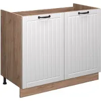 Vicco Mobile lavello cucina Fame-Line Bianco rustico/Rovere dorato 100 cm senza piano di lavoro, Model 61612