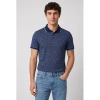 Michael Kors per uomo. CS650V848T Polo in maglia liscia di cotone con logo blu navy (L), Casual, Manica corta