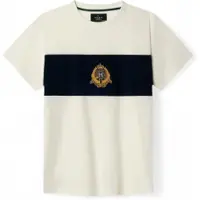 Hackett London per ragazzo. HK5000068 T-shirt con pannello a stemma, color bianco sporco (7Años= 122cm), Casual, Cotone, Manica corta, moda