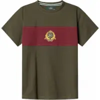 Hackett London per ragazzo. HK5000068 T-shirt Crest Green Panel (15Años= 170cm), Casual, Verde, Cotone, Manica corta, moda per bambini