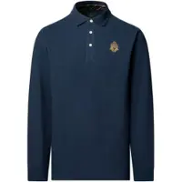 Hackett per uomo. HM5500043 Polo a maniche lunghe Crest marino (XL), Casual, Cotone, Classico, Manica lunga, Navy