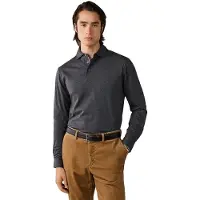 Hackett per uomo. HM5500049 Polo a maniche lunghe Pima grigio (M), Casual, Cotone, Classico, Manica lunga