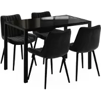 Vicco Set di tavoli da pranzo Grand Nero 120 x 70 cm con 4 sedie (nere), Model 63362