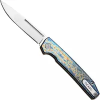Ocaso Sovranto 15SNS Satin CPM MagnaCut, Entropic Anodized Titanium, slipjoint coltellino tascabile, design di Mike Wallace