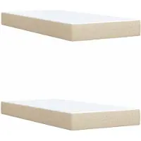 vidaXL Letto con pouf integrato, materasso e luci LED, colore crema, 200 x 200 cm, rivestito in tessuto
