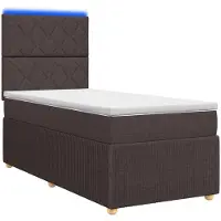 vidaXL LED letto a molle con materasso marrone scuro 100 x 200 cm tessuto