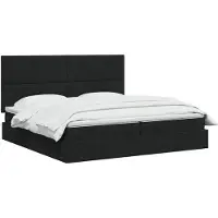 vidaXL Letto con poggiapiedi integrato, materasso e luci LED, nero, 200 x 200 cm, rivestito in tessuto