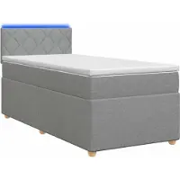 Syfax Letto a molle con materasso grigio chiaro 90 x 200 cm in tessuto