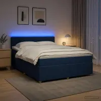 Prolenta Maison Exclusive - Letto boxspring con materasso e testiera blu 140 x 200 cm Tessuto