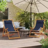 Markenlos 2 sedie pieghevoli da spiaggia, colore blu, tessuto, mobili da giardino, peso: 13 kg