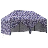 vidaXL Tenda pop-up con 4 pareti laterali, dimensioni 3 x 6 metri, motivo camouflage blu