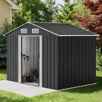 Sonstiges Capanno per attrezzi in metallo, dimensioni 196x132x187 cm, acciaio zincato, porta scorrevole, resistente agli agenti atmosferici, antiruggine