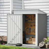 Sonstiges Capanno da giardino in metallo, modello a falda unica, superficie di 1,5 m², dimensioni 162x92x180 cm, colore grigio chiaro, realizzato in acciaio zincato, con porta chiudibile
