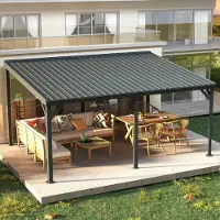 Sonstiges Gazebo da parete, grigio, dimensioni 3 x 4,6 metri, dotato di sistema di drenaggio e tetto in acciaio zincato