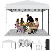 LZQ Padiglione pop-up 3x3 metri, bianco, sistema di sollevamento a un tocco, regolazione dell'altezza 240-260cm