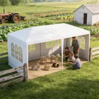 Sonstiges Tenda da festa modello "Pavillon", 3x6 metri, impermeabile, ideale per eventi, da giardino, con protezione UV e dotata di 6 pareti laterali, colore bianco