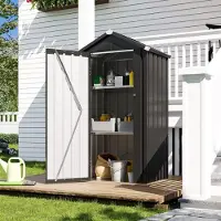 Sonstiges Casetta da giardino in metallo, dimensioni 87,5 x 67 cm, colore nero, altezza 160 cm, con 2 ripiani interni