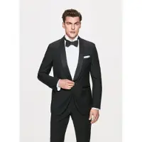 Hackett London per uomo. HM450266 Giacca da sera con collo a scialle in lana mohair nero (40/32)