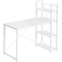 BellaFurn Scrivania bianca con struttura in acciaio – Scrivania – Pannello di particelle di legno – 56 x 120 x 120 cm