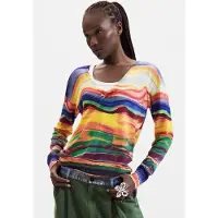 Desigual , maglione a maglia fine stampato, Donna, Giallo, XL