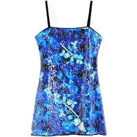 Desigual , Abito a spalline stampato con paillettes, Donna, Viscosa, Blu, S