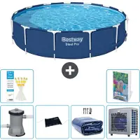 Bestway Piscina gonfiabile Steel Pro, rotonda, dimensioni 396x84 cm, composta da 5 parti, modello S216