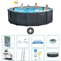 Intex Pannello per piscina in grafite, modello Rund - 478x124 cm - composto da 7 elementi, serie S595