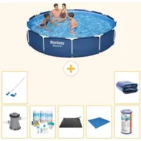 Bestway Piscina gonfiabile Steel Pro, rotonda, dimensioni 366x76 cm, composta da 8 elementi, modello S21601