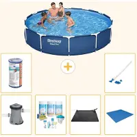 Bestway Steel Pro, piscina in acciaio, forma rotonda - 366x76 cm - composta da 7 elementi, modello S22102
