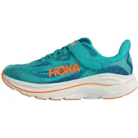 Hoka One One Kid's Clifton 10 Little Scarpe da corsa Bambini (34 2/3, blu/ electric aqua)