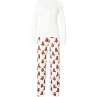 GUESS Pigiama 'ARIA' marrone chiaro / nero / bianco