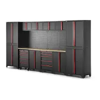 HBM sistema modulare da officina 12 pezzi, nero rosso