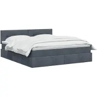 vidaXL Letto a castello con contenitore LED con materasso, grigio scuro, 140 x 190 cm, velluto