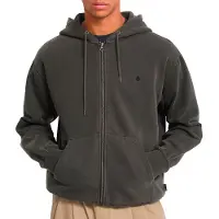 Volcom - Felpa con cappuccio e cerniera - Single Stone Pw Zip Rinsed Black per Uomo in Cotone - Taglia L - Grigio
