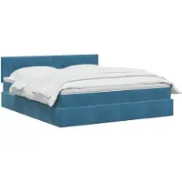 vidaXL Letto a castello con contenitore LED con materasso, blu scuro, 160 x 200 cm, velluto