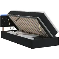 vidaXL Letto a castello con contenitore LED con materasso, nero, 90 x 190 cm, velluto