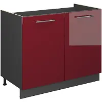 Vicco Mobile lavello cucina Fame-Line Bordeaux lucido/Antracite 100 cm senza piano di lavoro, Model 61601